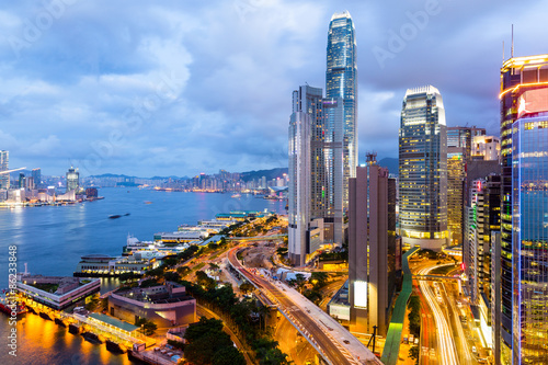 Plakat hongkong zmierzch miejski metropolia