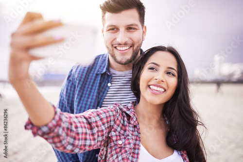 Fotoroleta uśmiech portret mężczyzna plaża kobieta