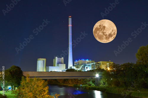 Fotoroleta Kraftwerk in der Nacht