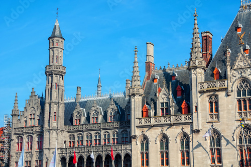 Plakat stary statua belgia rynek