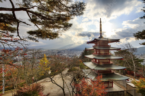 Naklejka wulkan góra pejzaż japonia