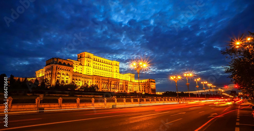 Obraz na płótnie rumunia pałac noc bukareszt