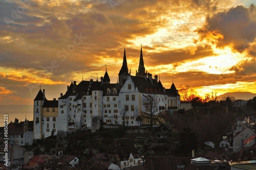 Fotoroleta miasto słońce zamek jesień