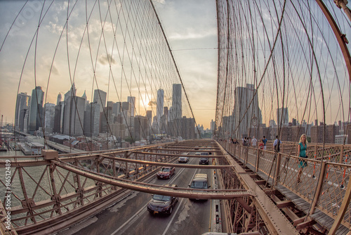 Plakat ameryka manhatan miejski drapacz brooklyn