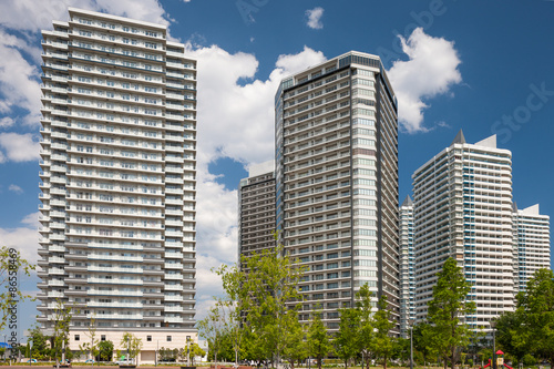 Naklejka błękitne niebo japonia krajobraz architektura