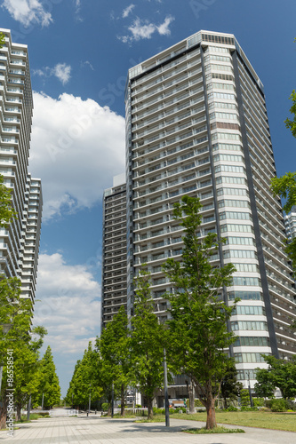 Naklejka japonia błękitne niebo park architektura krajobraz