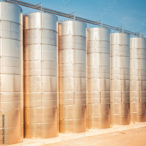 Obraz na płótnie Stainless steel tanks for wine