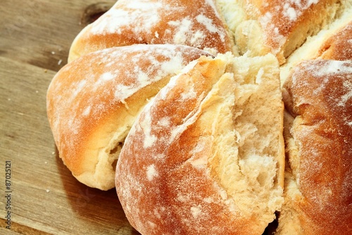 Fotoroleta Bread.
Fresh homemade loaf of bread on wooden background.