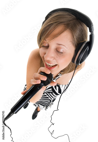 Obraz na płótnie mikrofon dziewczynka oko muzyka kobieta
