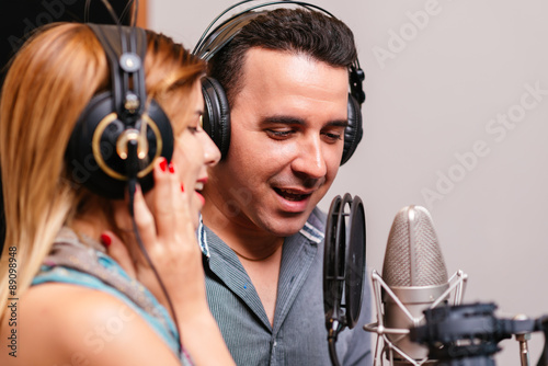 Fotoroleta mikrofon gwiazda śpiew mężczyzna kobieta