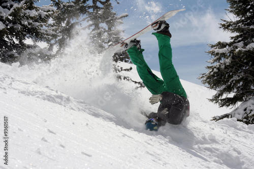 Plakat snowboard niebo góra wyścig