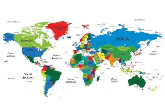 Fotoroleta Mapa świata po polsku